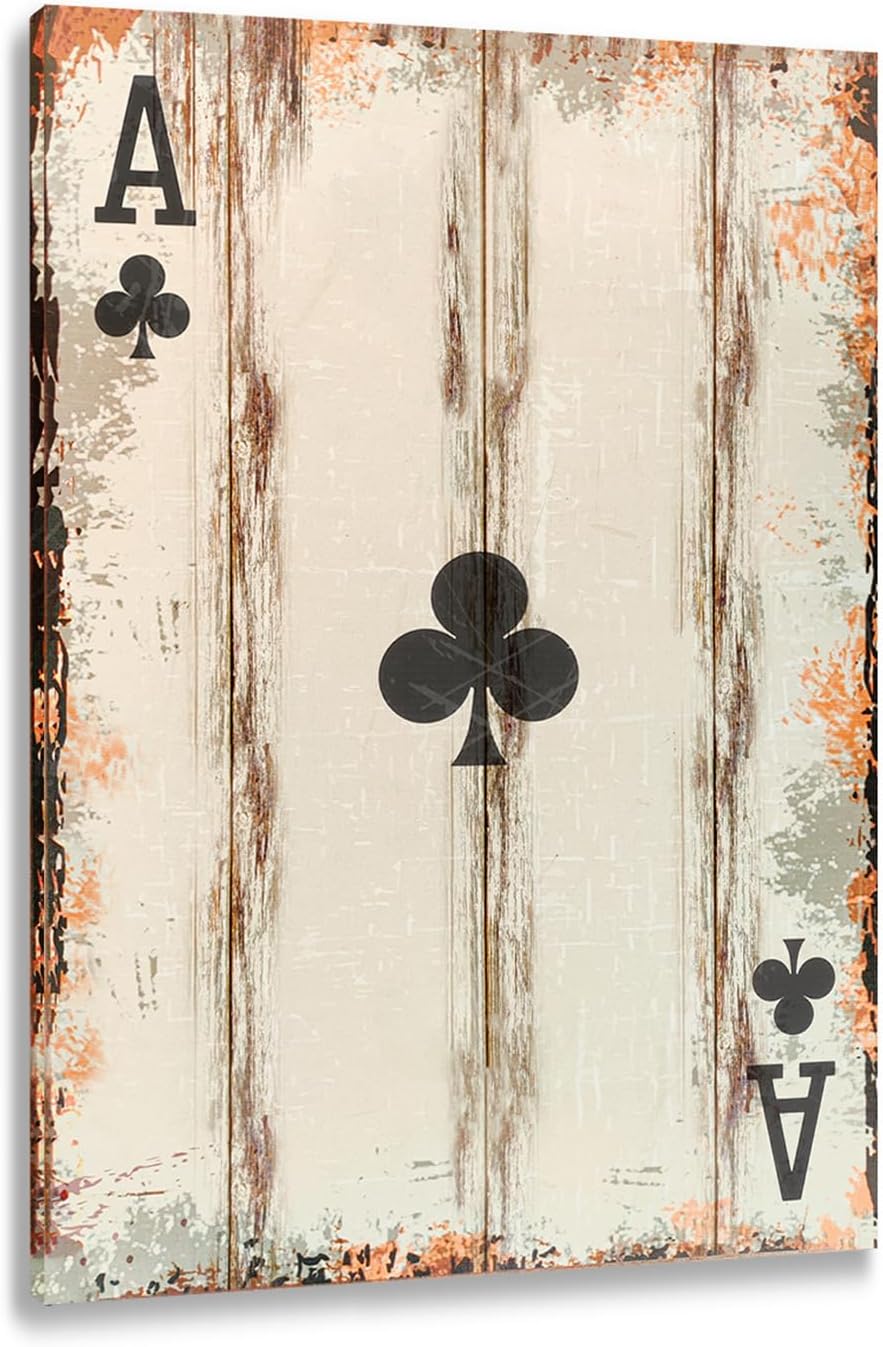 Poker Canvas Wall Art Print Ace of clubs Game Room Wall Art Print Wall Decor Prints Poster With Framed