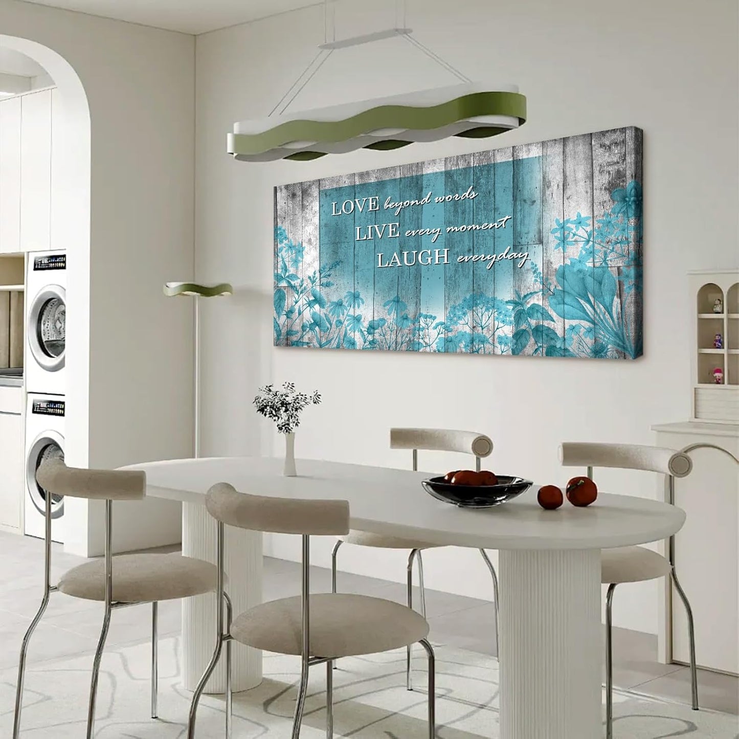 Cao Gen Decor Art S07050 Wall Art Motivational Quotes Canvas Prints 1 Panels Teal Flowers Abstract Pictures Paintings Stretched and Framed for Living Room Bedroom Kicthen Office Artwork