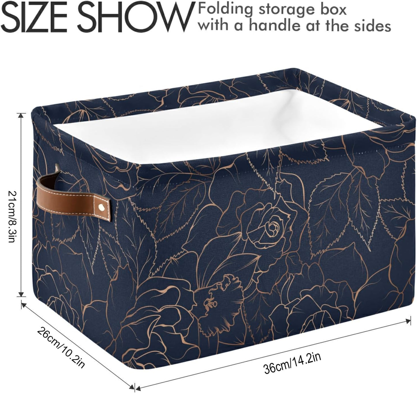 susiyo Foldable Storage Bins Storage Cubes Bin Baskets for Shelves with Handles Decorative Fabric Storage Baskets for Organizing Shelves Closet Nursery Home Toys 1 Pack，Navy Blue