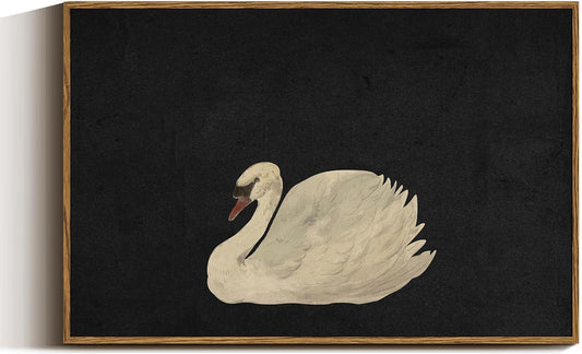 VIYYIEA Framed Canvas Wall Art Home Decor Swan Art Wall Decorations Prints Grace Swan Painting Pictures Rustic Bathroom Wall Decor Farmhouse Home Decor for Living Room Bedroom Office Decor 16x24in