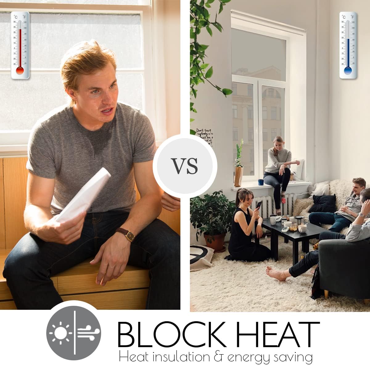 HIDBEA One Way Privacy Window Film, Daytime Mirror Reflective Heat Control UV Sun Blocking Non-Adhesive Static Cling Window Tint for Home and Office (Black-Silver, 23.6 Inch x 13.1 Feet)