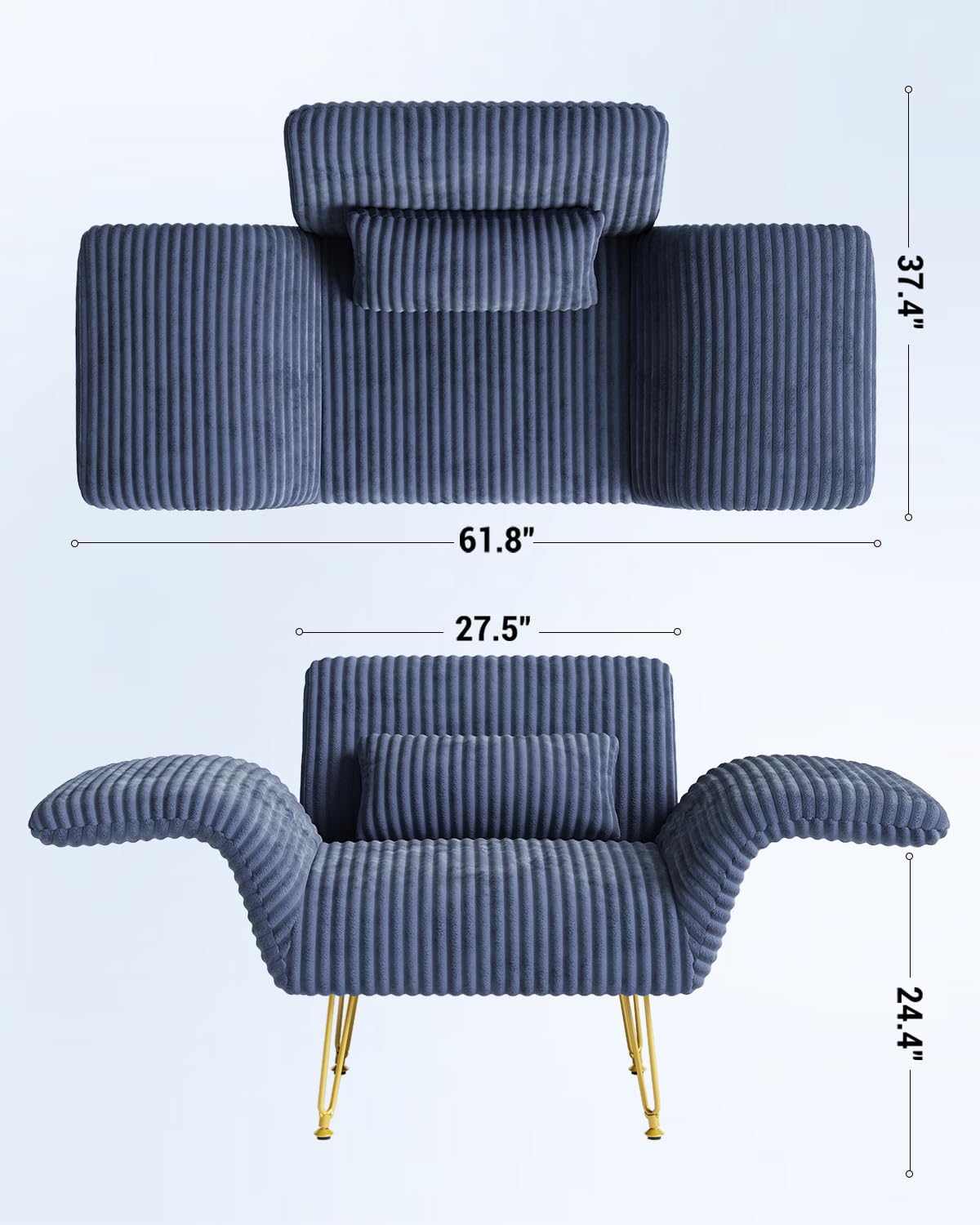 Txtin's Comfy Accent Chair Reading Chair for Bedroom Cozy Wing Arm Living Room Single Sofa Chair with Angle Adjustable Arms Navy Blue Corduroy Easy Assembly