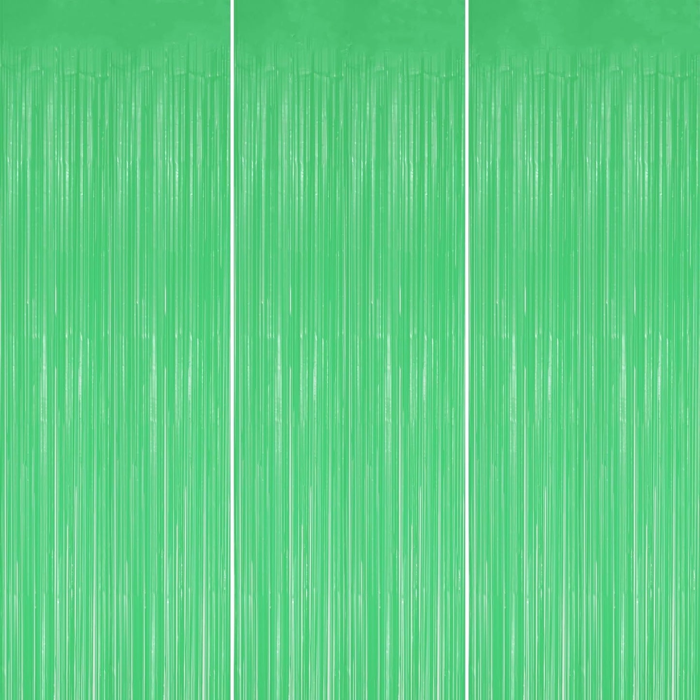 3 Pack Foil Fringe Backdrop - Pastel Light Green Shiny Tinsel Curtains for Party Decoration/Photo Booth Props - 3.3x8.2 FT Metallic Foil Backdrop for Birthday, Wedding, Graduation, Christmas