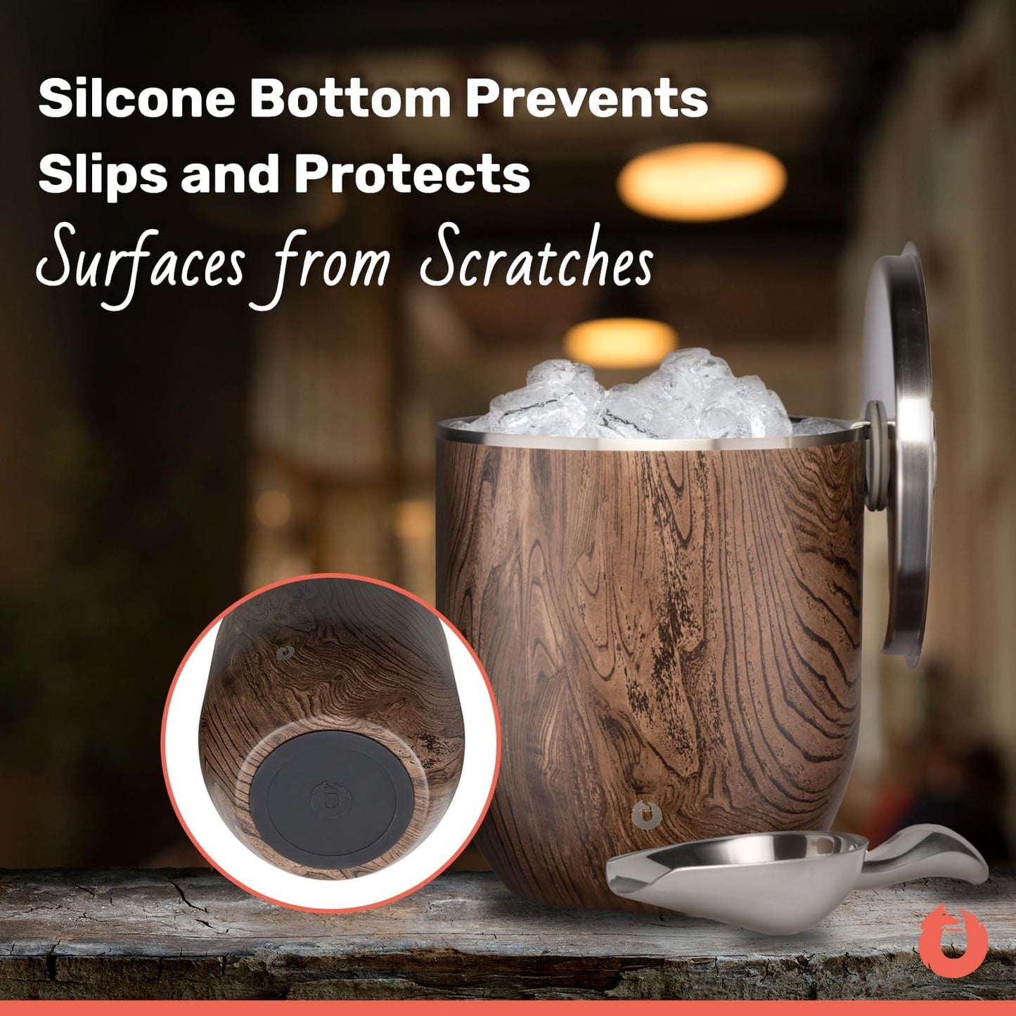 SNOWFOX Plus, Premium Vacuum Insulated Stainless Steel Ice Bucket with Lid/Scoop, Home Bar Accessories, Elegant Bartending Ice Buckets for Parties, Beautiful Outdoor Entertaining Supplies, 3L