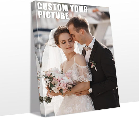Personalized Custom Canvas Prints with Your Photos & Text, Customized Picture Print, Transform Own Images Into Framed Wall Art Digitally Printed Photo to Canvas, Keepsakes Gifts for Family 20x28’’
