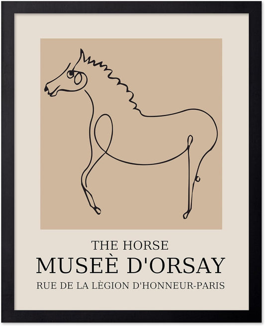 Poster Master Vintage Poster - Retro Horse Print - Line Drawing Art - Sketch Art - Gift for Boys, Girls & Animal Lover - Minimal Wall Decor for Kid's Room or Nursery - 8x10 UNFRAMED Wall Art