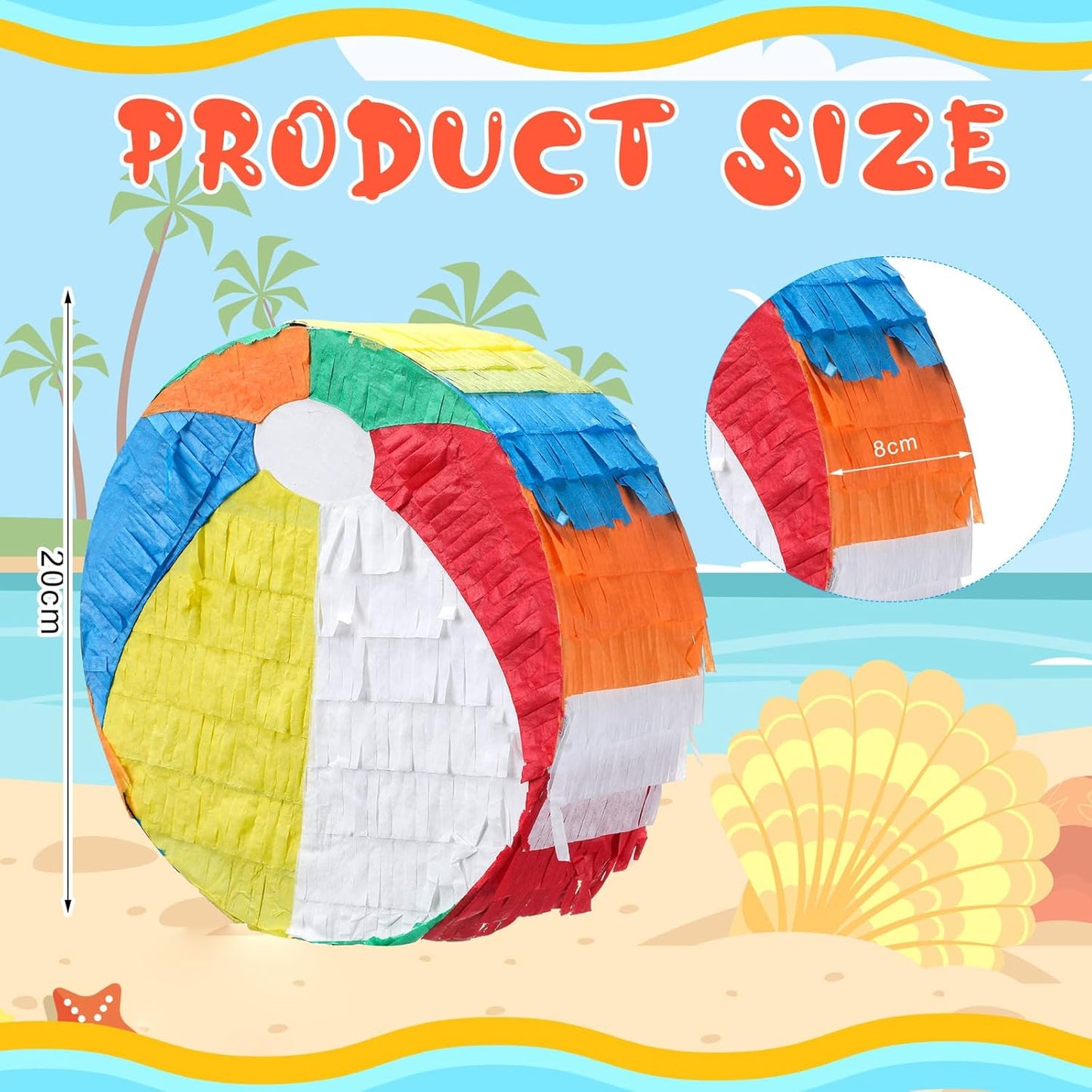 Retisee 7.8'' Summer Beach Ball Tree Topper Hawaiian Party Decoration Summer Tree Ornaments Pool Party Supplies for Home Indoor Holiday Outdoor Beach Decor