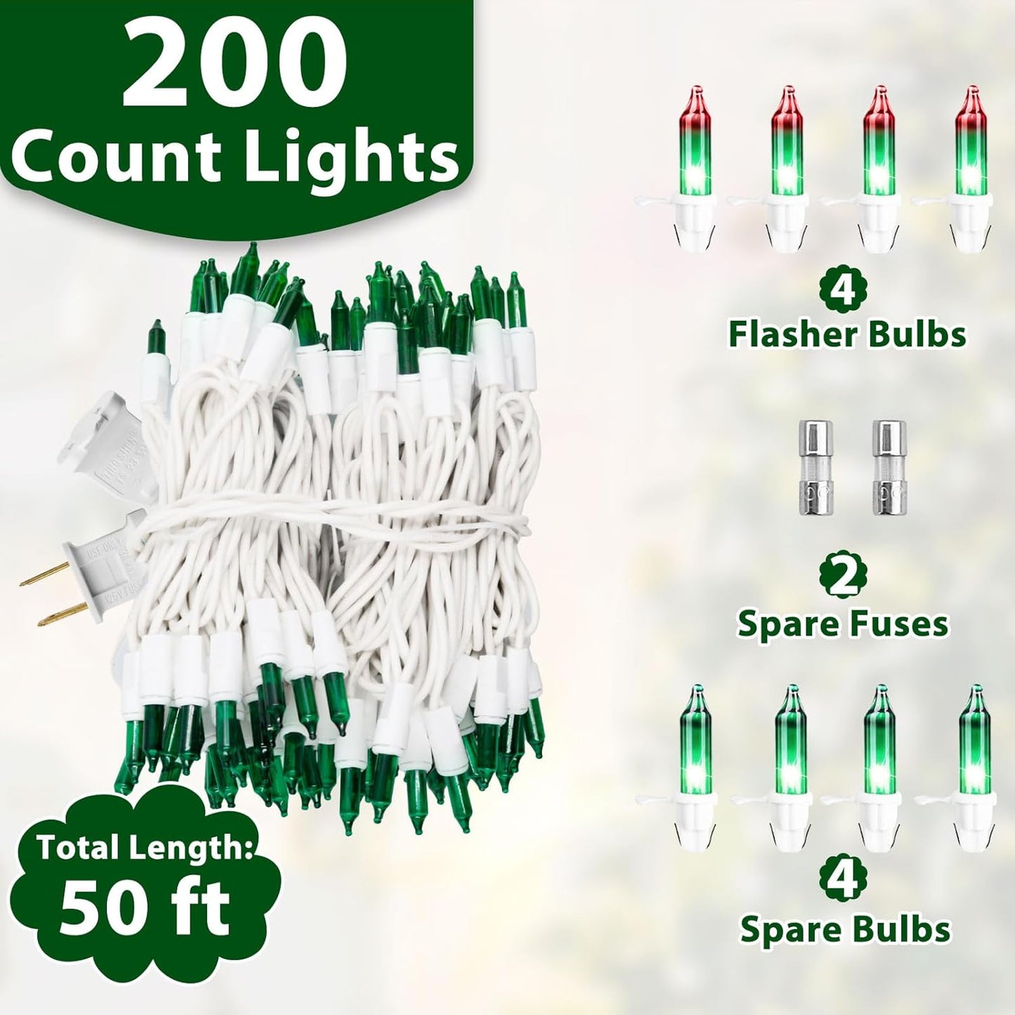 St. Patrick's Day Mini String Lights Green Christmas Lights, 50FT 200 Incandescent Bulbs Green Lights with White Wire for Christmas Tree, Garland, Indoor & Outdoor St Patricks Day Decoration
