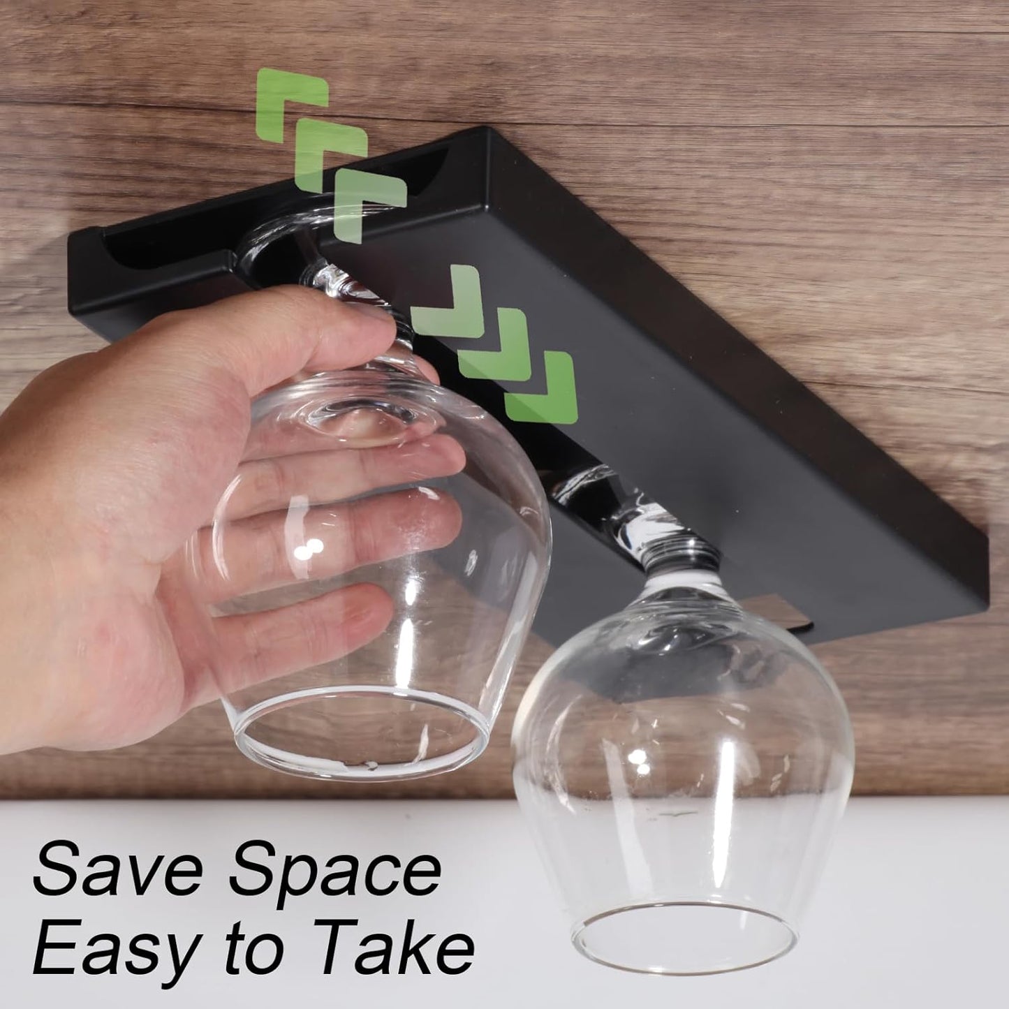 Wine Glass Holder Under Shelf or Cabinet Punch-free,Wine Glass Rack Stemware Rack Glassware Drying Storage Hanger for Kitchen,Bar and Restaurant (White)