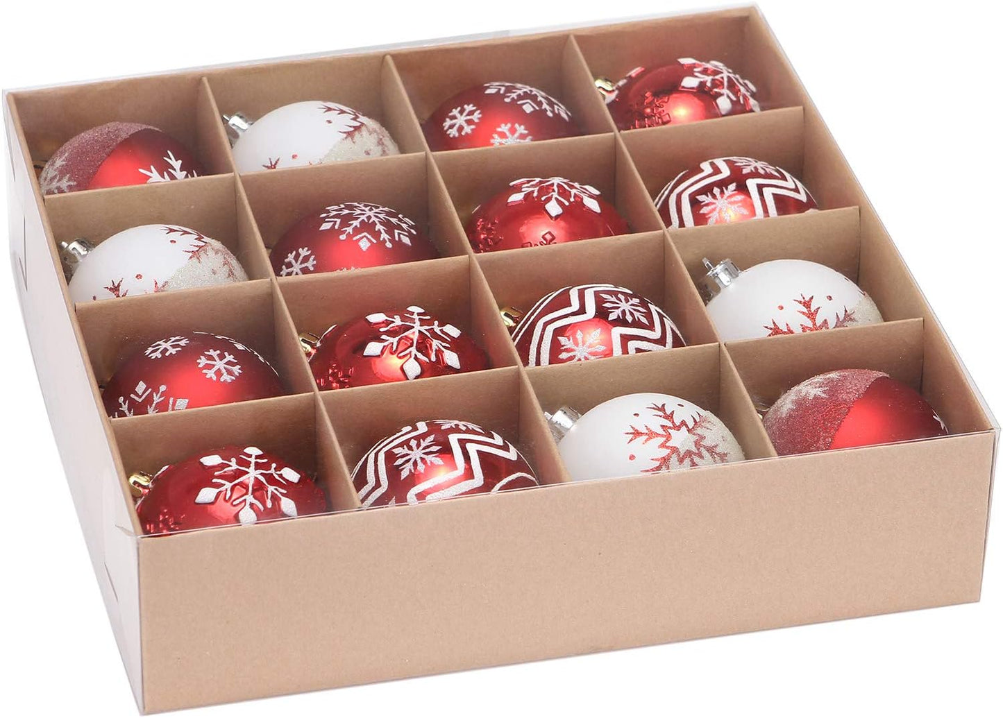 Sea Team 80mm/3.15" Set of Colorful Painted Sparkling Ornaments and Hanging Balls for Christmas Tree - 16 Pieces