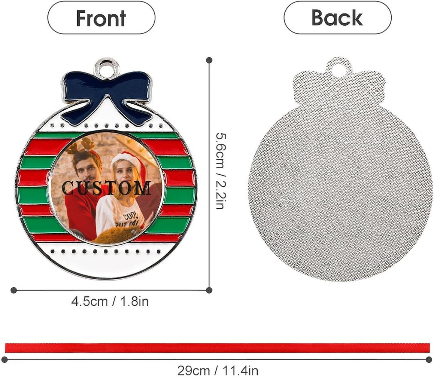 Personalized Christmas Ornaments - Custom Picture & Text Ornaments for Christmas 2024, Baby's 1st Christmas Ornament with Picture for Xmas Tree Custom Gifts for Family, Mom, Dad, Friend (Gift)