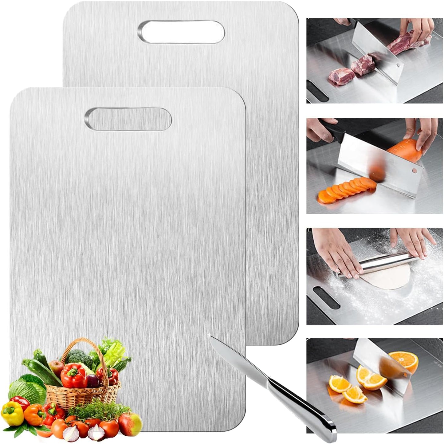 Titanium Cutting Board - 2 pack Titanium Cutting Boards for Kitchen,Double Sided Titanium Cutting Mat,Non Stick Chopping Board Easy to Clean（9.25 * 12.99in）