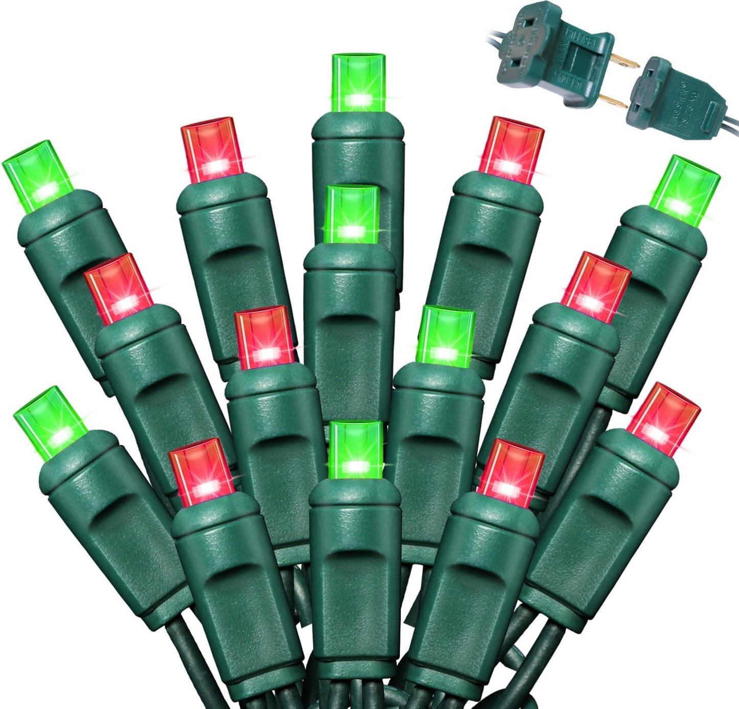 600LED (12pk of 50L) String Lights,LED Christmas Lights, 6" SPACING,Green Wire,Red and Green
