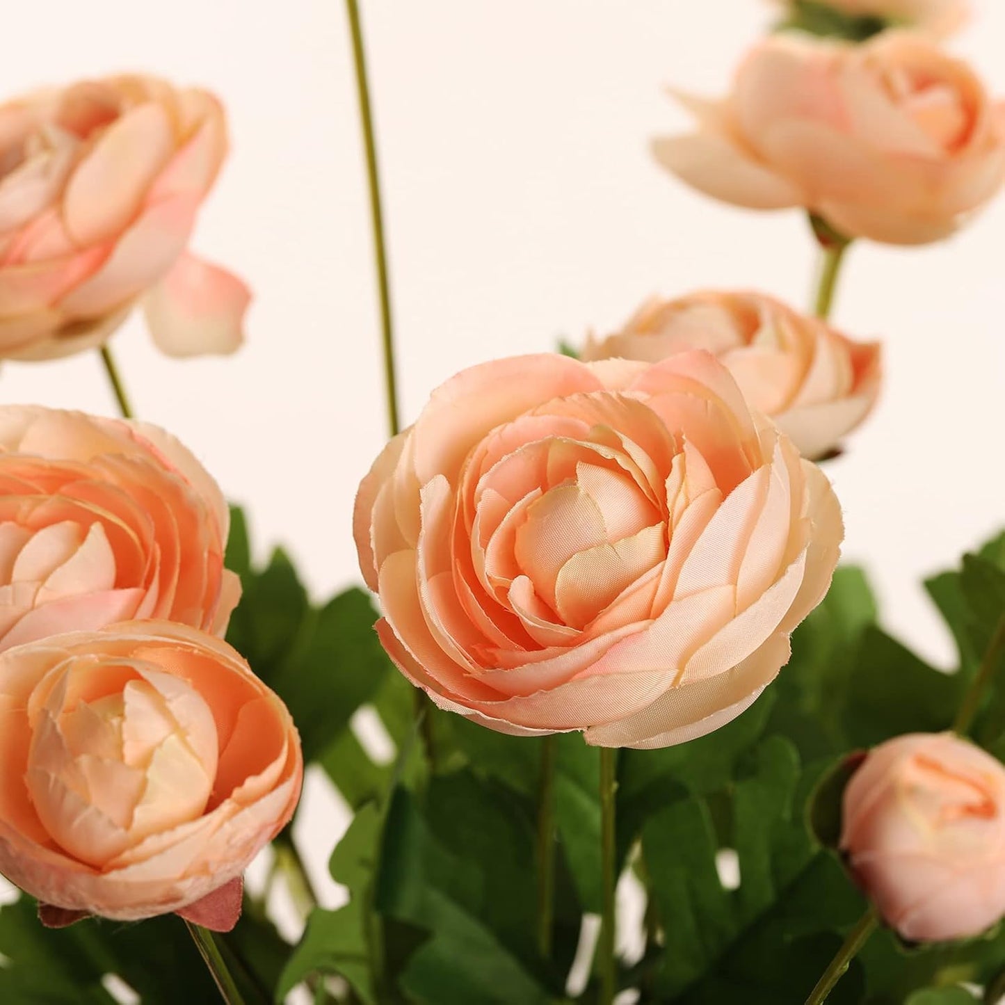 Artificial Silk Flowers Ranunculus Fake Flower 5 Pcs,Suitable for Core Decorations,Weddings,Homes,Artistic Decorations and Props (Cream Yellow)