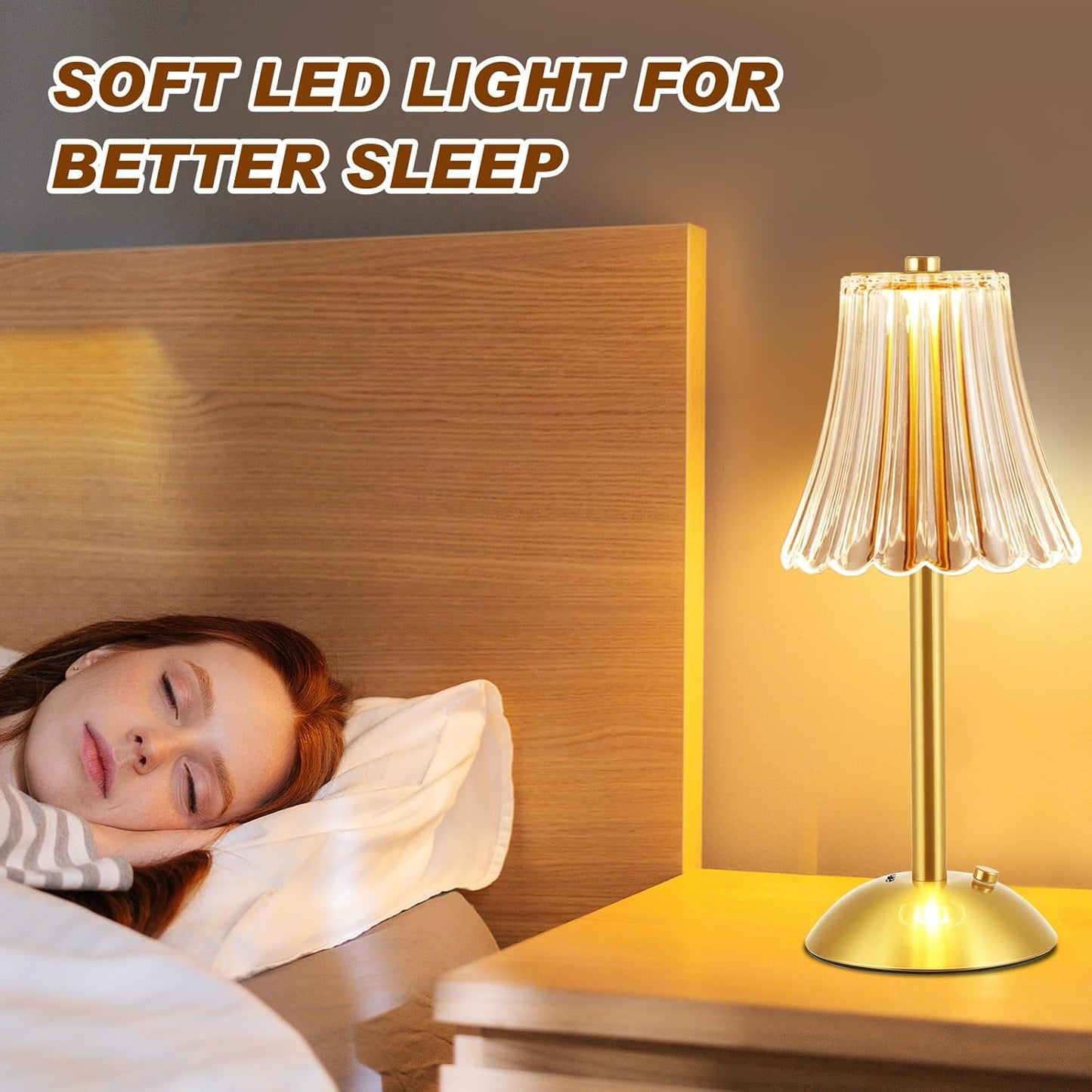 Liliful 4 Pcs LED Portable Cordless Table Lamp Touch Battery Operated Rechargeable Desk Lamp 3 Color Dimmable for Bedroom Living Room Dining (Rose Style,Gold)