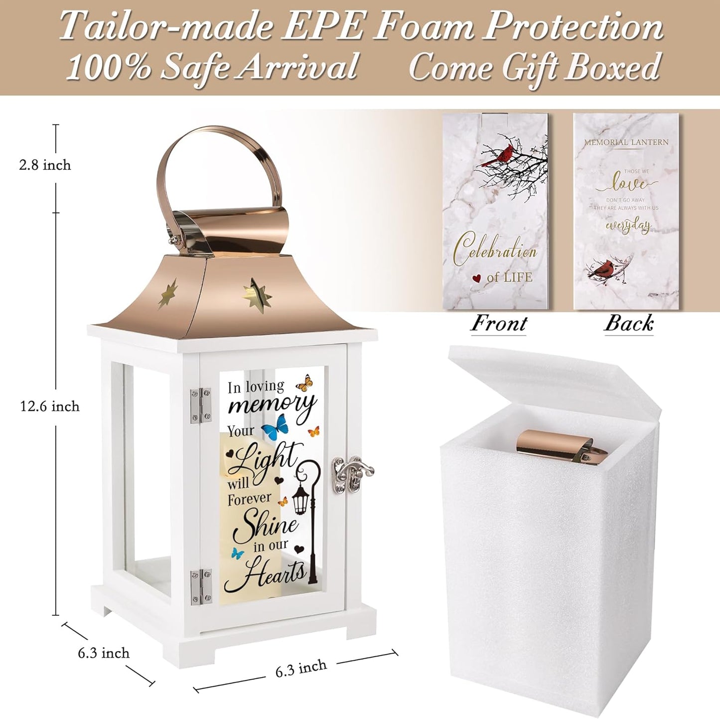 Memorial Lantern, Sympathy Gifts for Loss of Mom/Dad/Loved One, Bereavement Gifts, in Memory of Loved One Lantern,Celebration of Life, Memorial Gifts, Funeral Lantern, in Loving Memory Your Light ...