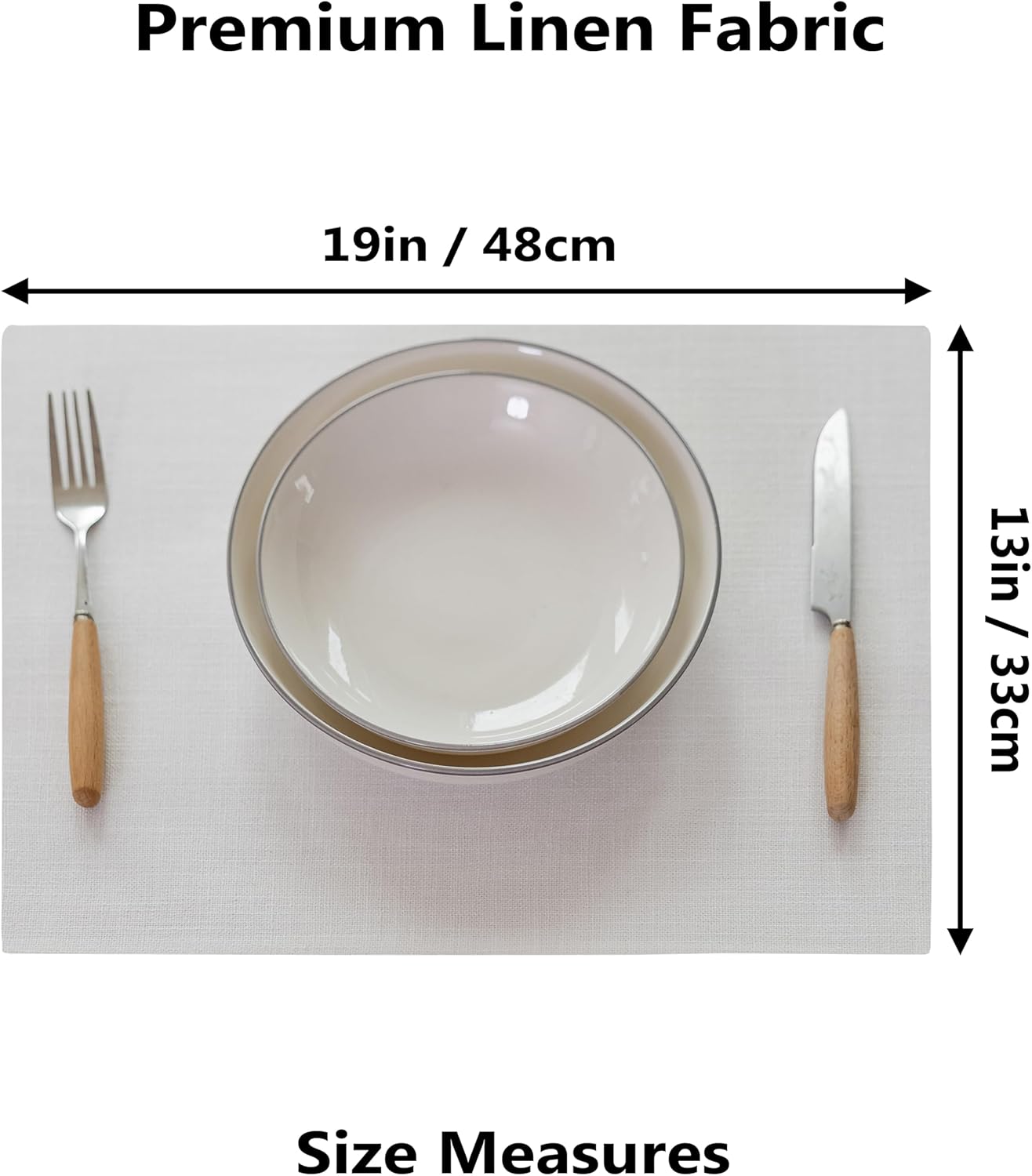 Demetex White Placemats Set of 4 Heat Resistant Cloth Place Mats Linen Dining Table Mats for Wedding Party Decor, Pure White