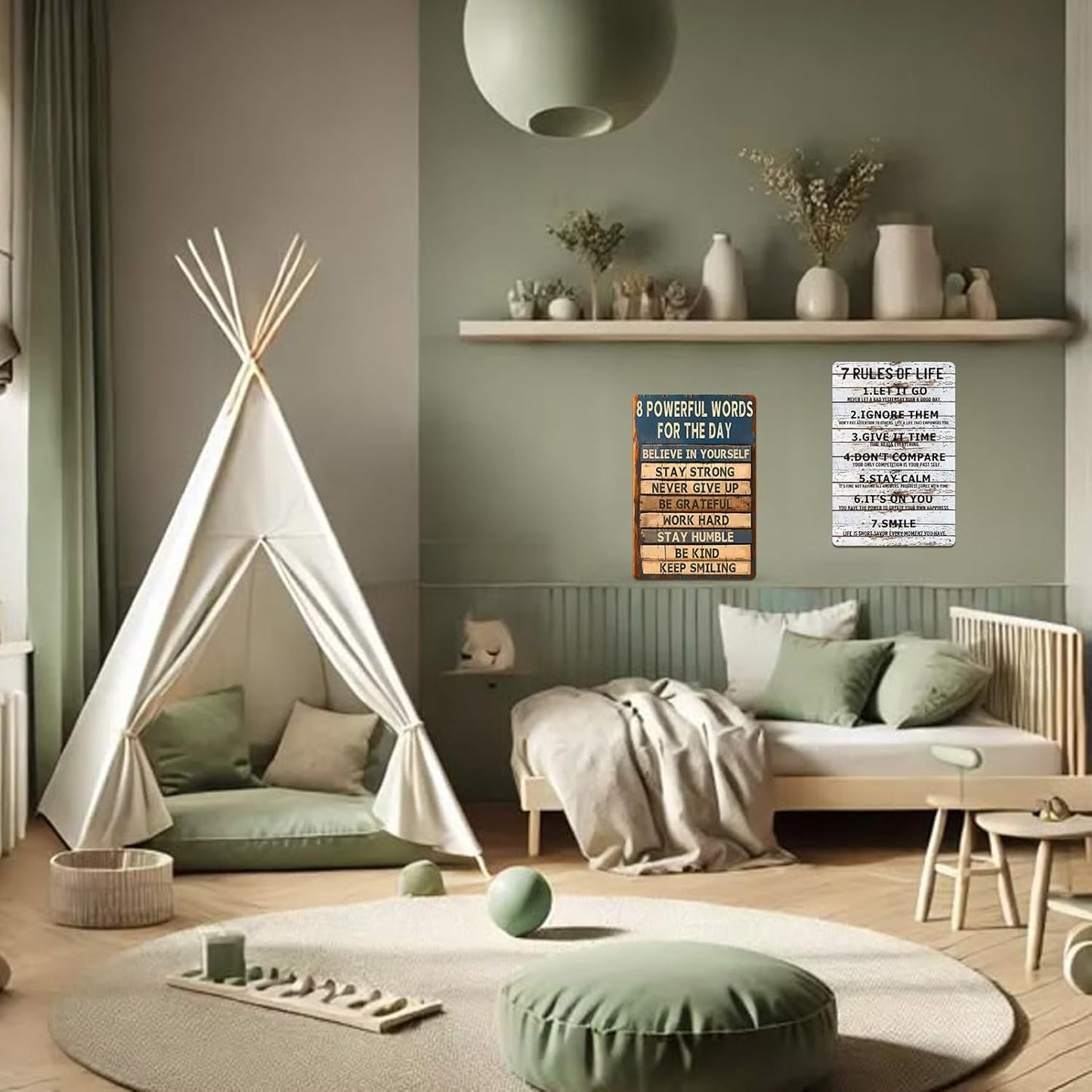 Teen Boys Room Decor - Cool Inspirational Wall Art Teenage Girl Bedroom Stuff 7 Rules of Life Metal Tin Signs for 10-18 Year Old Teens Room Accessories 8x12 Inch