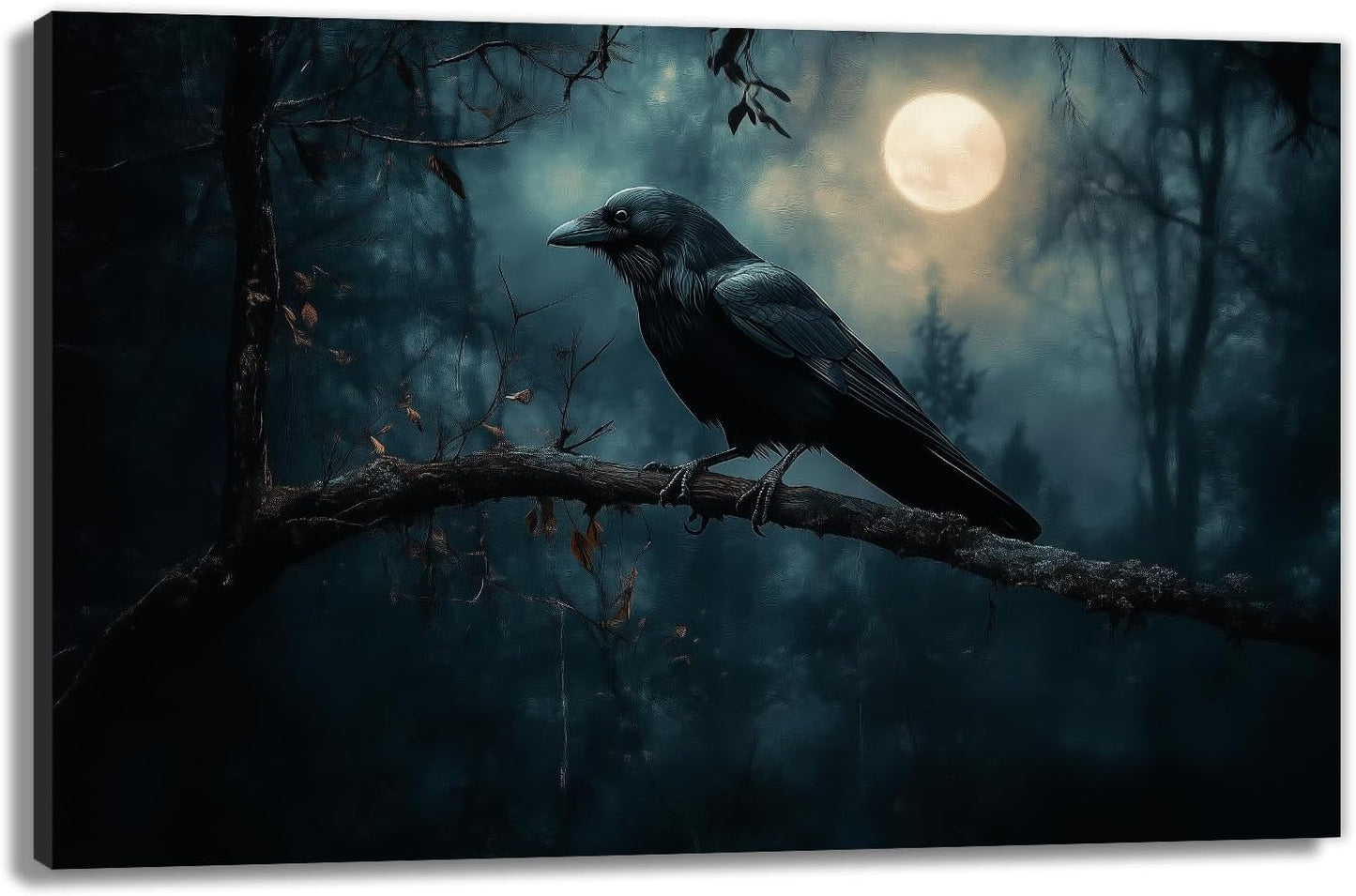 Crow Picture Wall Art Black Crow Canvas Prints Vintage Halloween Decoration Gothic Raven Art Poster Dark Academia Spooky Painting Horror Picture Home Decor(Artwork-2,28"x42")