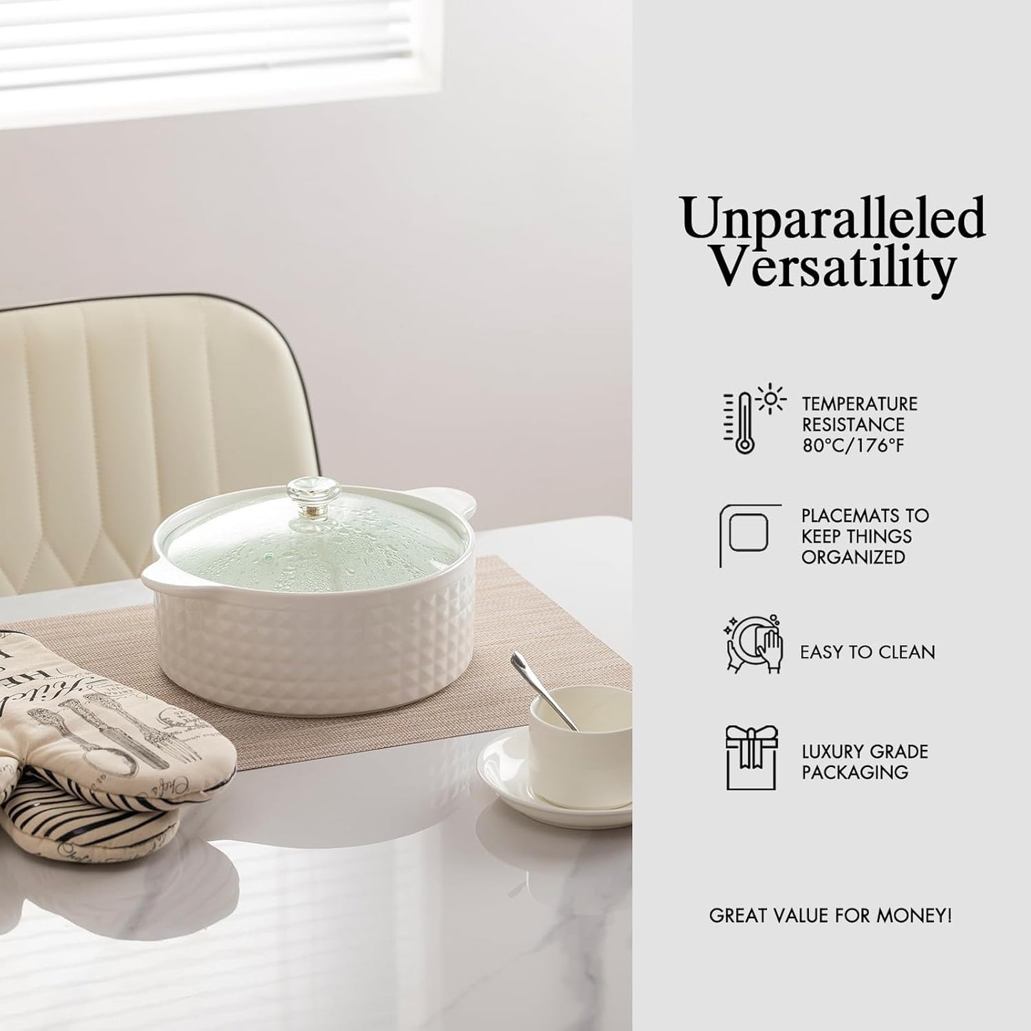 Placemats Set of 8 - Easy Clean Woven Vinyl Placemats for Dining Table, Indoor/Outdoor Place Mats, Washable PVC Table Mats（Beige）