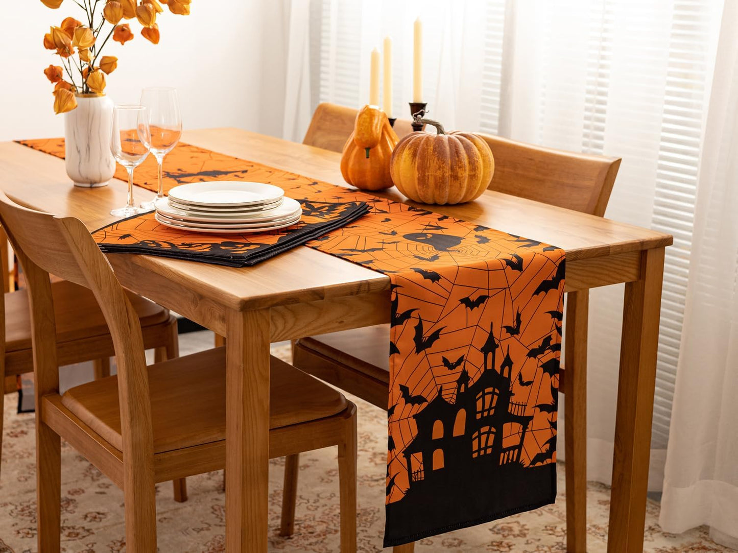 YiHomer Halloween Silhouettes Tabletop for Halloween Decorations, Dinner Parties and Scary Movie Nights, Horror Night, Table Runner, 14 x 72