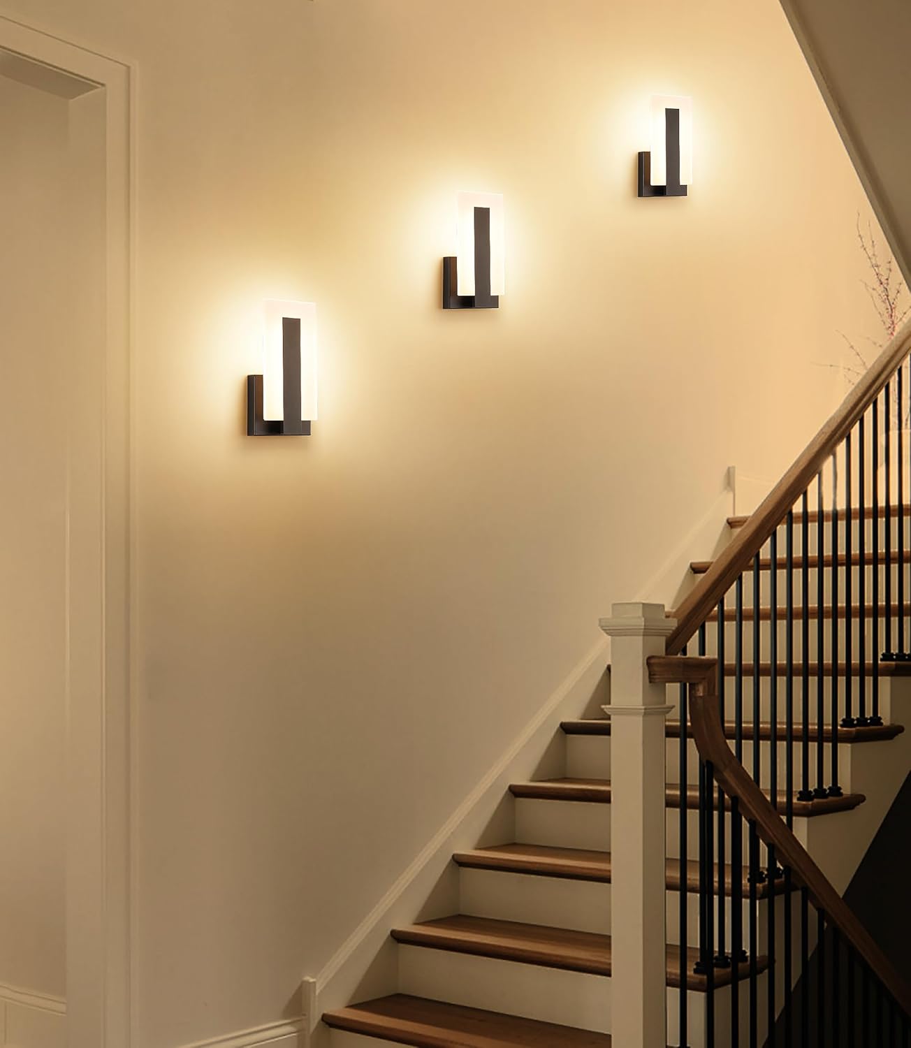 Joosenhouse Modern LED Wall Sconce Dimmable Wall Mounted Lamp Set of 2, Black 3000K Warm White Wall Lamp, Hardwired Bathroom Vanity Light, Indoor Wall Lights for Hallway, Bedroom, Study, Living Room.