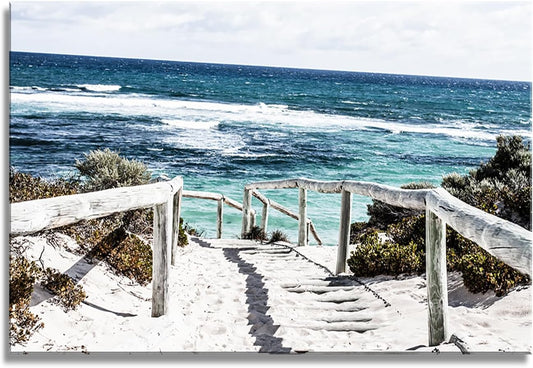 DZL Art S74281 Rottnest Island Beach Seascape Painting Sea Nature Pictures Wall Art Canvas Prints Painting Ready to Hang for Living Room Bedroom Decor Office Wall Decor Home Decoration