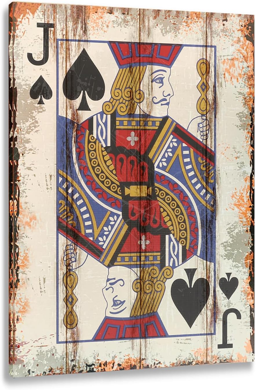 Poker Canvas Wall Art Print Jack of Spades Game Room Wall Art Print Wall Decor Prints Poster With Framed