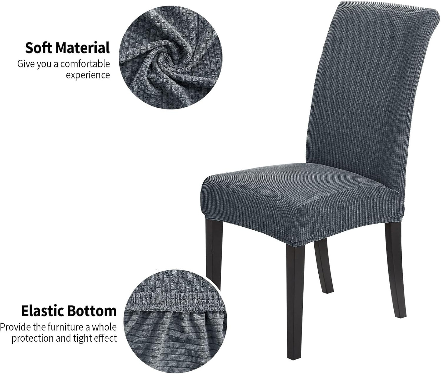 Joccun Chair Covers for Dining Room Set of 2,Dining Chair Slipcovers Stretch Dining Room Chair Covers Seat Protector,Washable Parsons Chair Cover for Home,Hotel,Banquet(Gray,2 Pack)