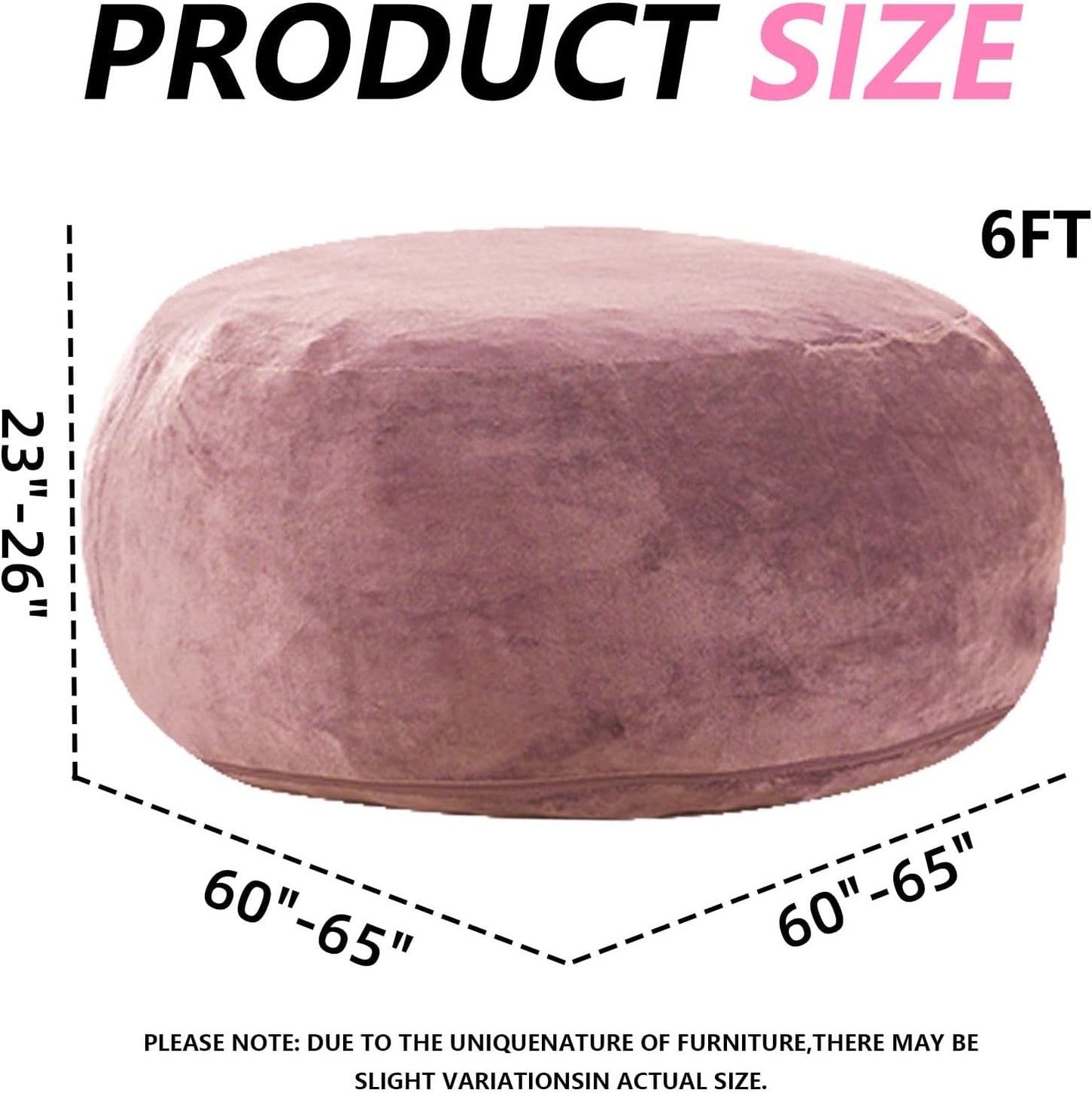 6FT,Oversized Bean Bag Chairs for Adults,Giant beanbag with Filler Included，Fluffy Memory Foam,Soft and Comfy Corduroy Fabric,Gaming Chairs Suitable for Living Room and Bedroom (Pink, 6 Foot)