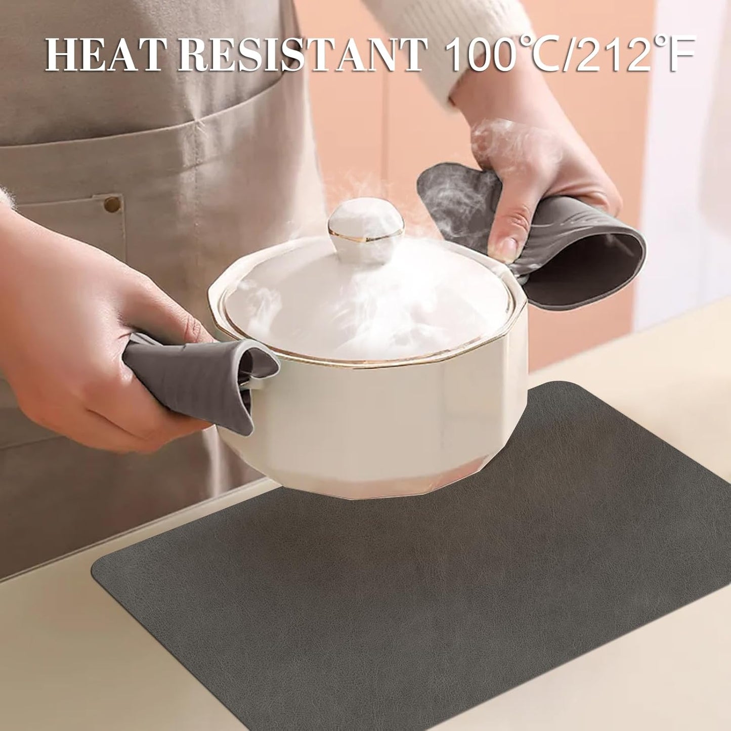 BLESWIN Faux Leather Placemats, PU Dining Table, Waterproof and Oil Resistant Easy to Clean, Heat Resistant Reversible Use Table Mats for Kitchen, Dining Table, Outdoor – 12 × 17 Inch, Mud&Dark Yellow