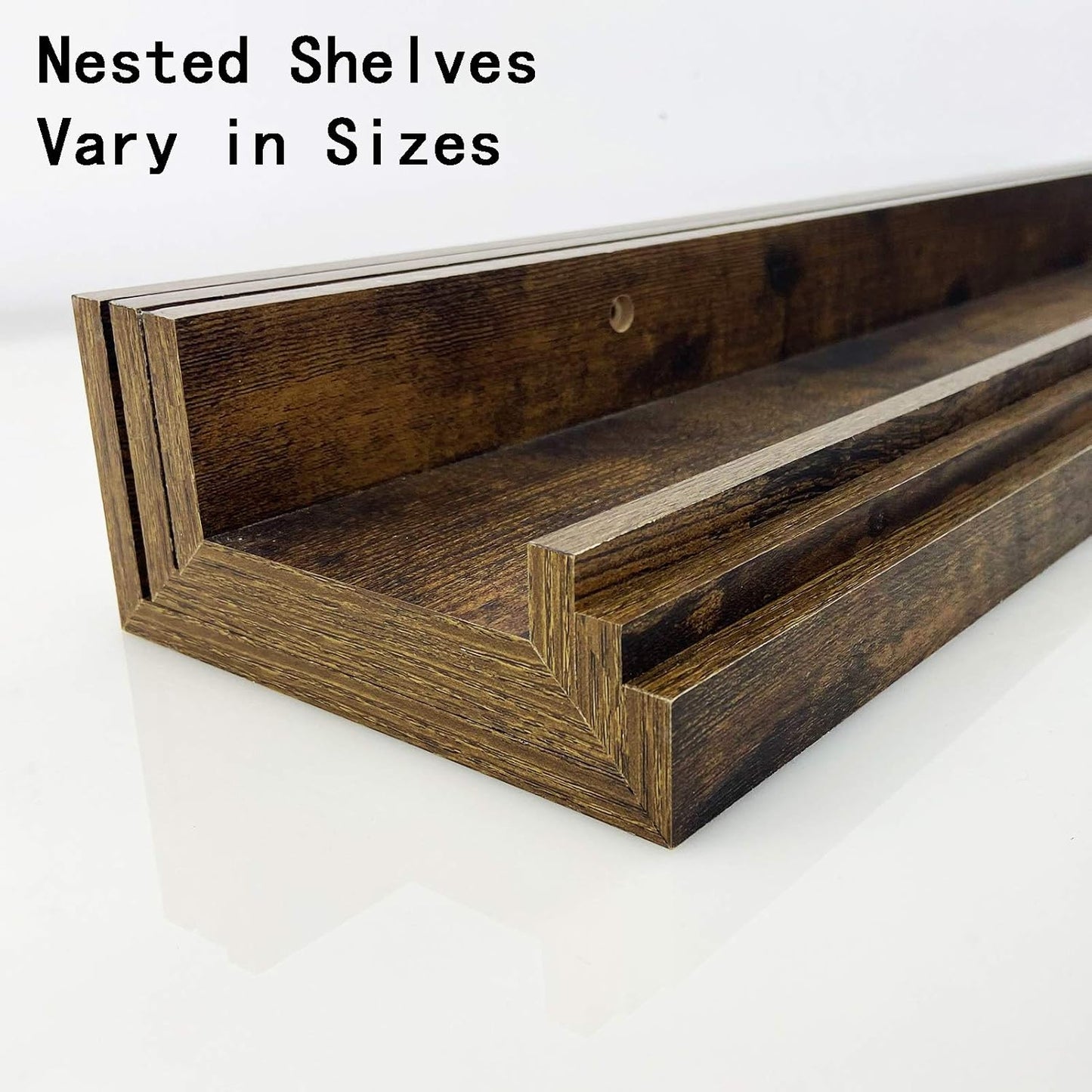 Giftgarden 24 Inch Floating Shelves Wall Mounted Set of 3, Rustic Large Wall Shelves Picture Ledge Shelf for Bedroom Living Room Bathroom Kitchen, 3 Different Sizes