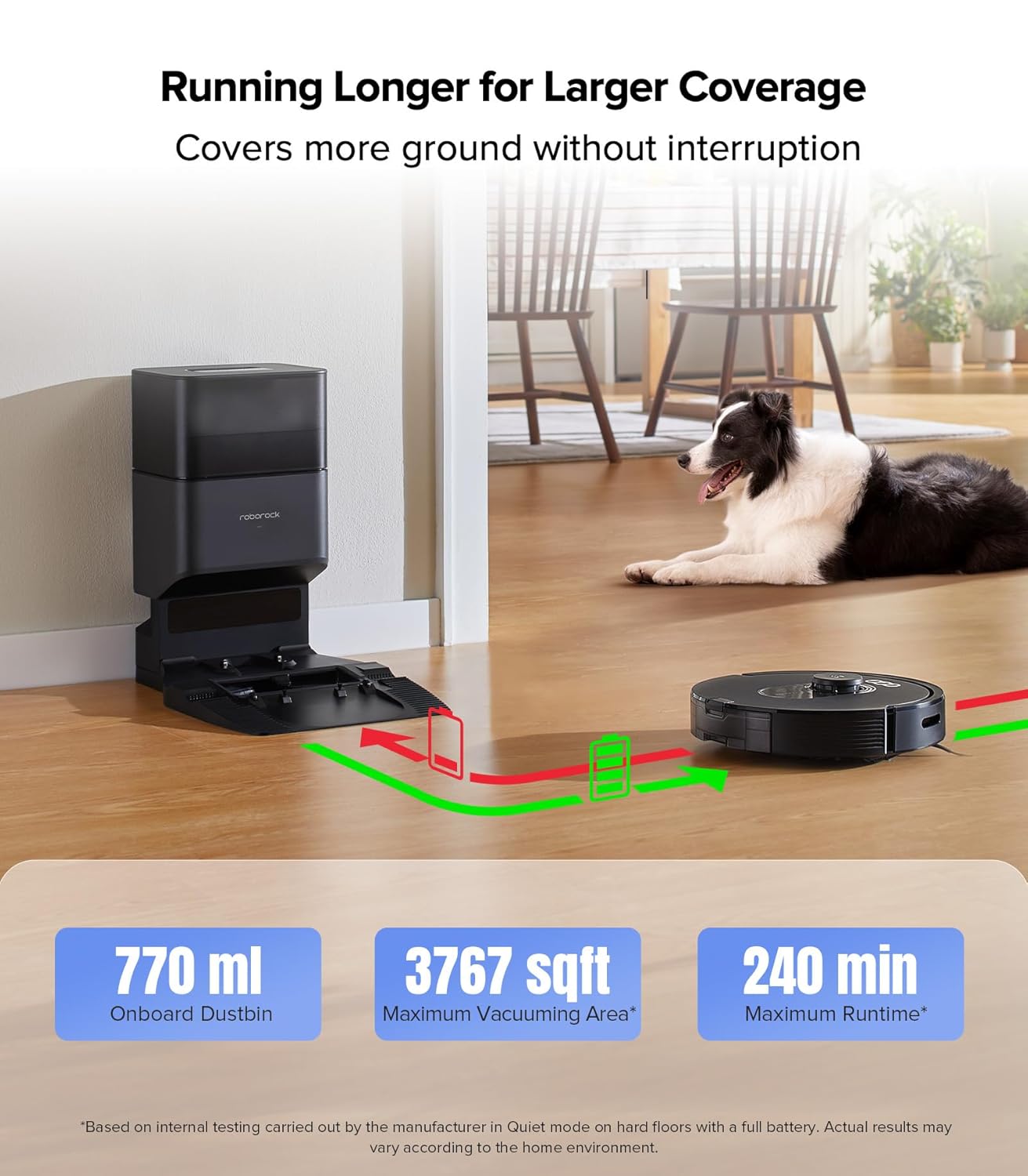 roborock Q5 Max+ Robot Vacuum with Self-Empty Dock, Upgraded from Q5+, 5500 Pa Suction, DuoRoller Brush, Hands-Free Cleaning for up to 7 Weeks, PreciSense LiDAR Navigation, App & Voice Control
