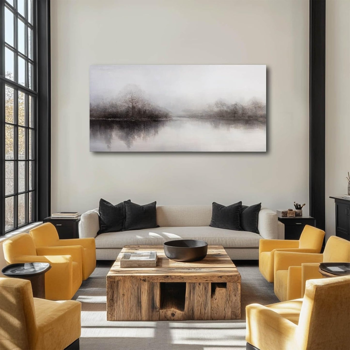 CHUDANHAO Wall Art for Living Room Large Wall Decor Abstract Pictures Black And White Artwork Landscape Poster Art for Home Office 24"x48"