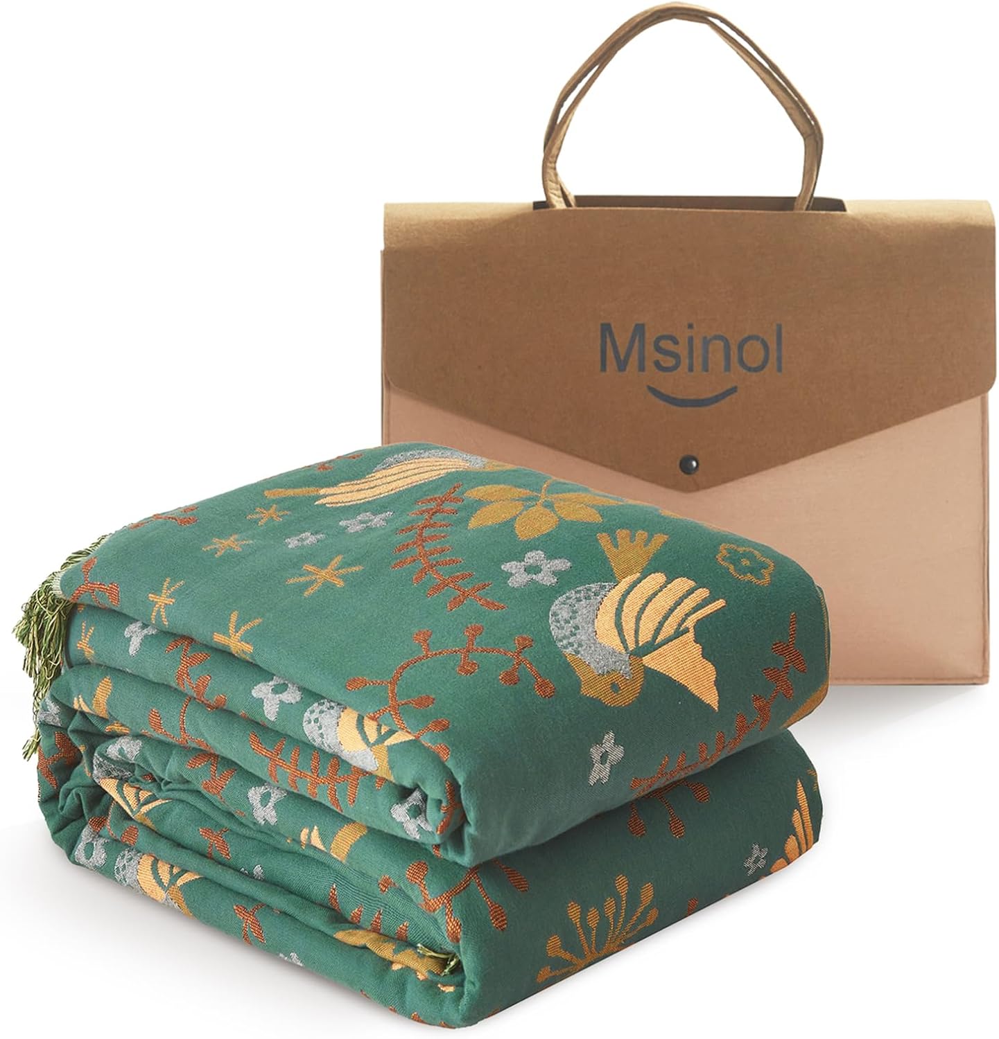 Woven Throw Blanket Cotton Cozy and Soft King Size Blanket Two Side Available Large Bed Blankets All Season Blanket for Couch Bedding (90"x98",01-Cute Bird)