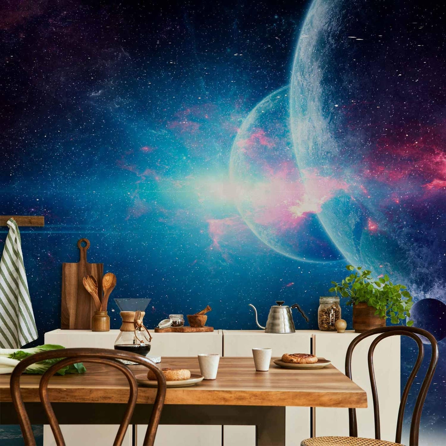 artgeist Wall Mural Cosmos 135x101 in - Peel and Stick Self-Adhesive Wallpaper Removable Large Sticker Foil Wall Decor Print Stars Solar System Universe Space b-C-10047-a-a
