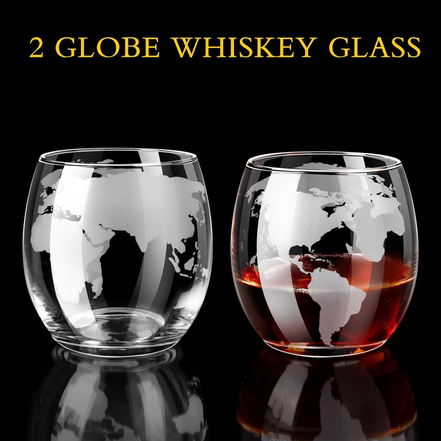 Whiskey Glass for Men, Whiskey Globe Glass for Liquor, Bourbon, Vodka, Cocktails, Scotch liquor Father's Day Anniversary Unique Gifts - 310ml Gifts for Men, 2 pcs