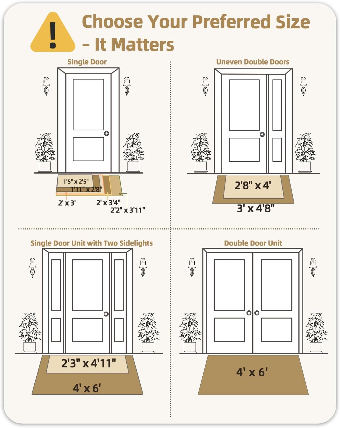 Color&Geometry Front Door Mat Indoor 22.6"x31.5", Ultra Non Slip Rubber Backed Dirt Trapper, Low Profile Thin Washable, Easy Clean Entryway Rug Door Mat Indoor Entrance, Khaki (Rolled-up NO Creases)
