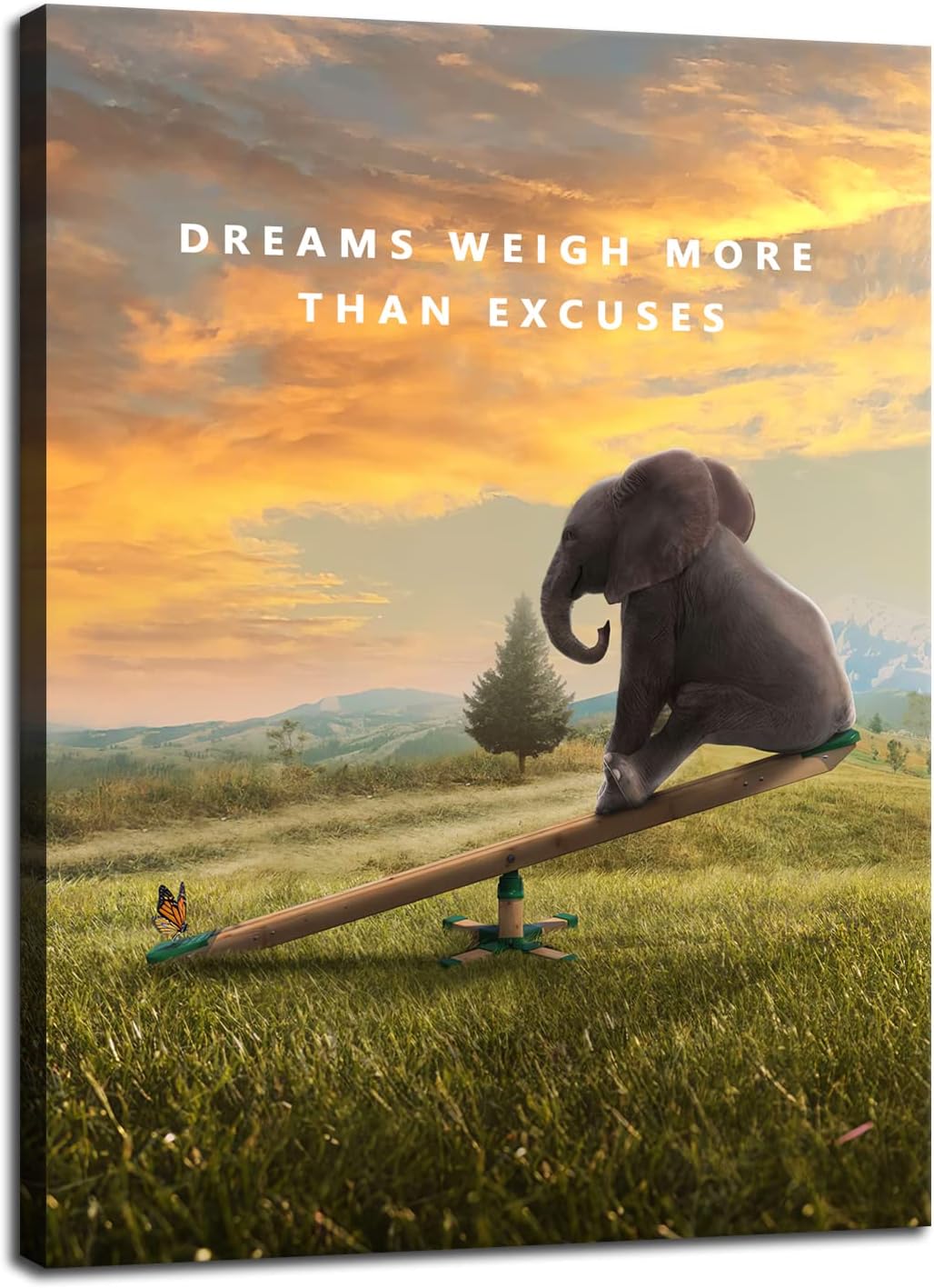 Motivational Canvas Wall Art Inspirational Poster Inspiring Quote Dreams Weigh More Than Excuses Picture Home Office Decor Painting Framed and Stretched Ready to Hang [30''W x 40''H]