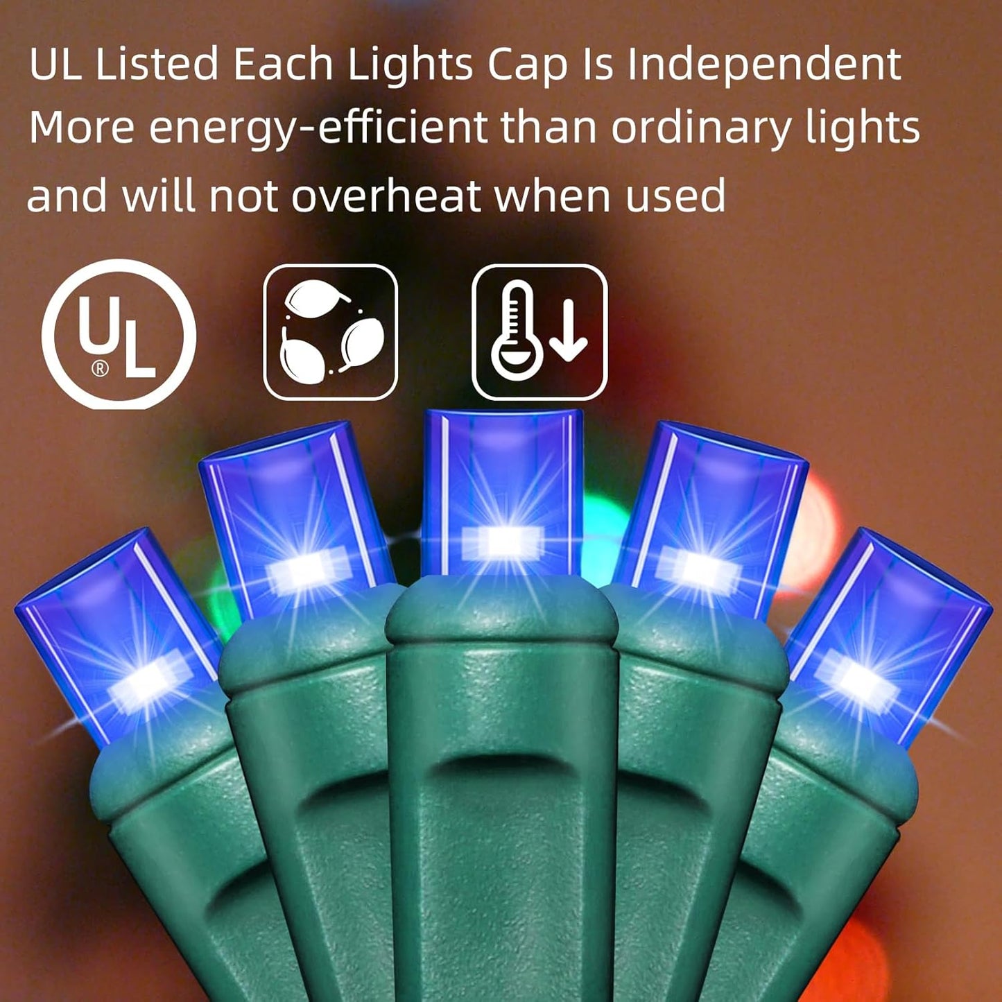 200LED (4pk of 50L) String Lights, LED Christmas Lights, 6" SPACING,Green Wire,Blue