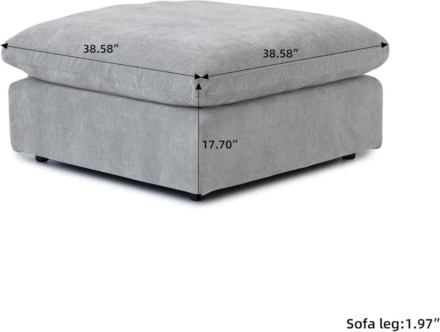 JACH U Shaped Sectional Couches, Cloud Sectional Couch with Deep Seat, 119" Down Filled Modular Sofa with Chaise, Covers Removeable & Washable, Sofas Furniture for Living Room, Light Grey