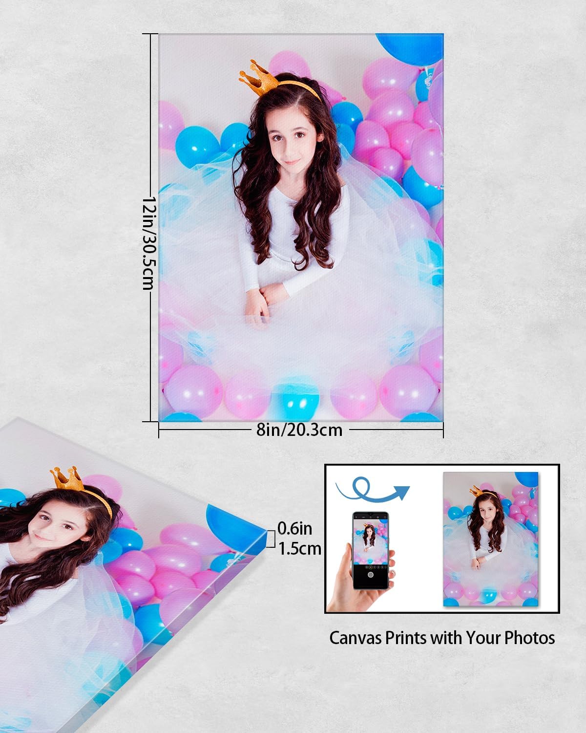 AbcCustomize Canvas Prints with Your Photos, Personalized Photo To Canvas Print for Bedroom, Living Room, Farmhouse Office Decor,Custom Canvas Wall Art for Gifts & Keepsakes, Ready to Hang