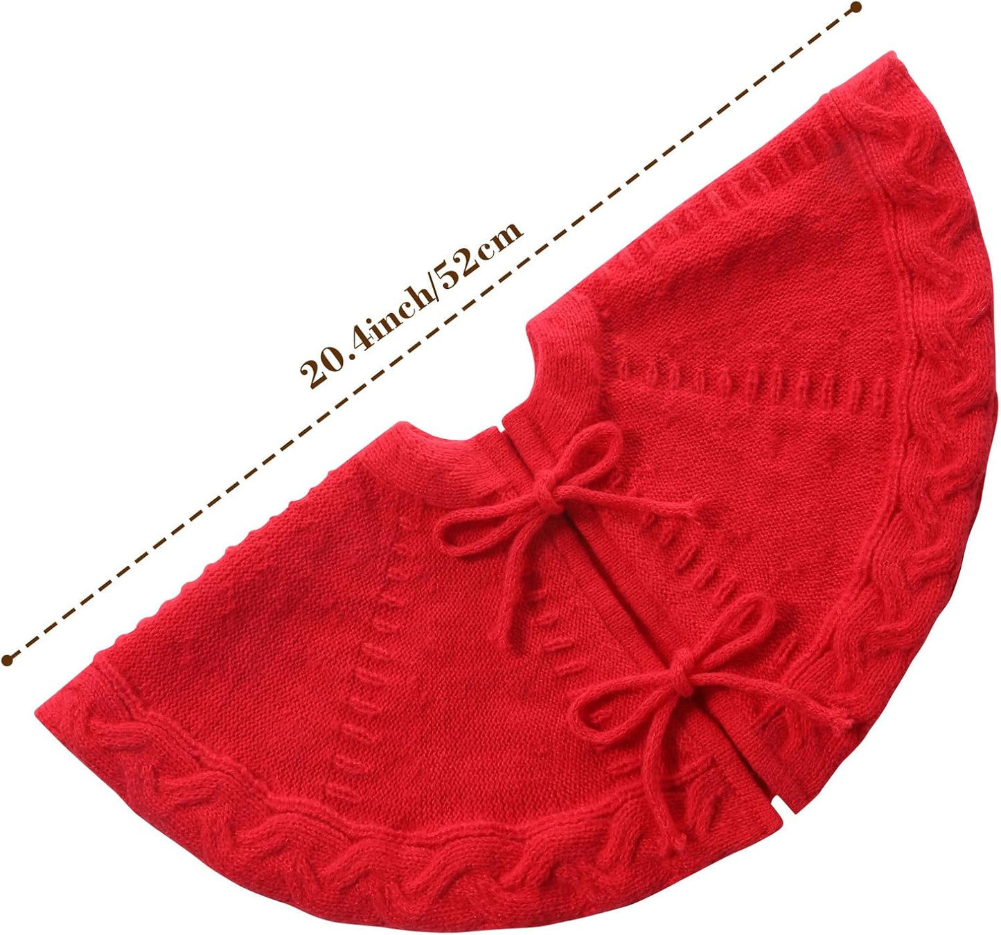 Mini Red Tree Skirt,19 Inches Knitted Christmas Tree Skirt,Christmas Tree Decorations, Farmhouse Christmas Decor Xmas Holiday Home Party Decorations