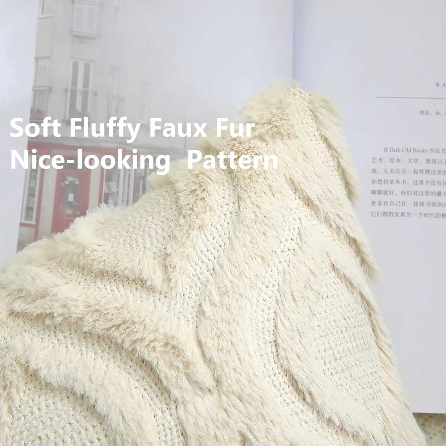 decorUhome Fall Throw Pillow Covers 16x16 Inch Set of 2, Soft Plush Decorative Faux Fur Beige Solid Couch Pillow Covers, Accent Farmhouse Neutral Square Euro Pillow Cases for Sofa Bed Living Room