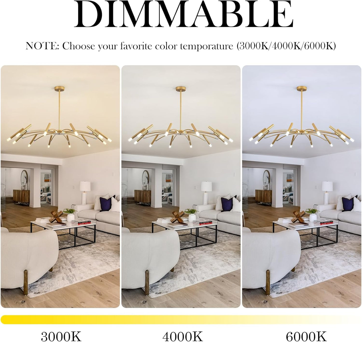 Gold Modern Chandelier 39.4" Large Chandelier Lighting Adjustable Ceiling Pendant Light 12 Light Pendant Light Fixtures for Living Room Dining Room Foyer