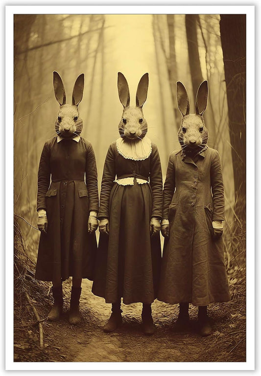 Vintage Halloween Wall Decor Rabbit Cult of the Occult Forest Canvas Wall Art Poster Gothic Dark Academia Decorations Room Creepy Print Spooky Pictures 24X36inch Unframed