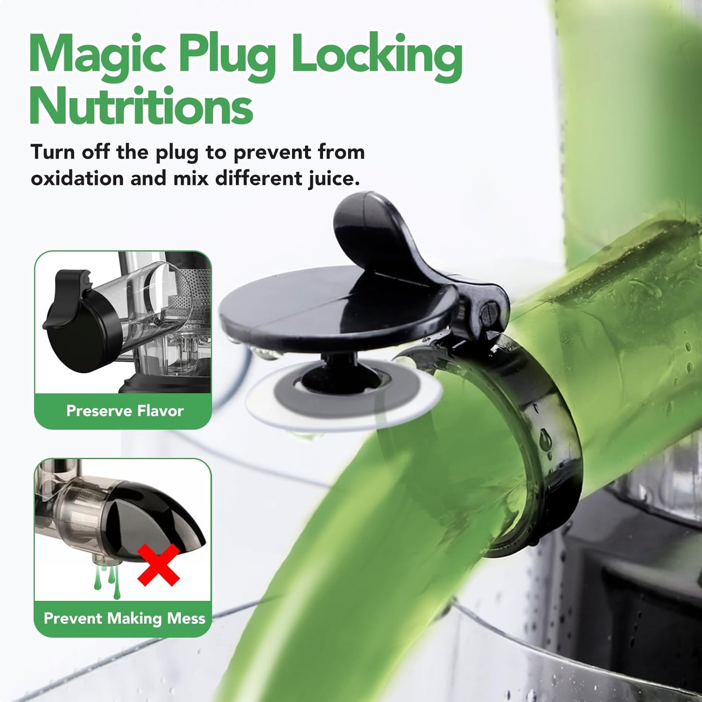 Aeitto Cold Press Juicer with Large Feed Chute, Large Capacity, Juicer Machines for Fruits and Vegetables, Slow Masticating Juicer Self Feeding, Easy to Clean, High Juice Yield