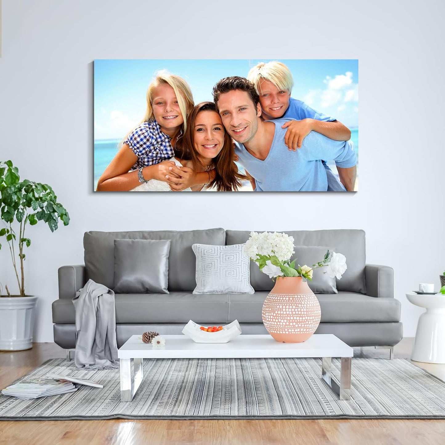Wewejia Custom Canvas Prints with Your Photos for Family, 40x20inch Personalized Canvas Picture Wall Prints Best Custom Wall Decor for Living Room Bedroom Dining Room Office Easy to hang