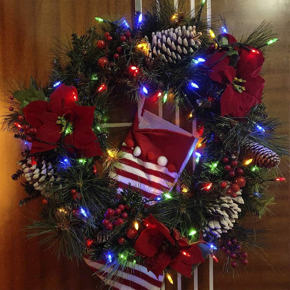 Hopolon Christmas String Lights,2 Pack 13ft 50Count Incandescent Mini String Lights Connectable, Waterproof Fairy Lights for Garden Xmas Tree Wedding Wreath Party Decoration (Multicolor 2 pcs)