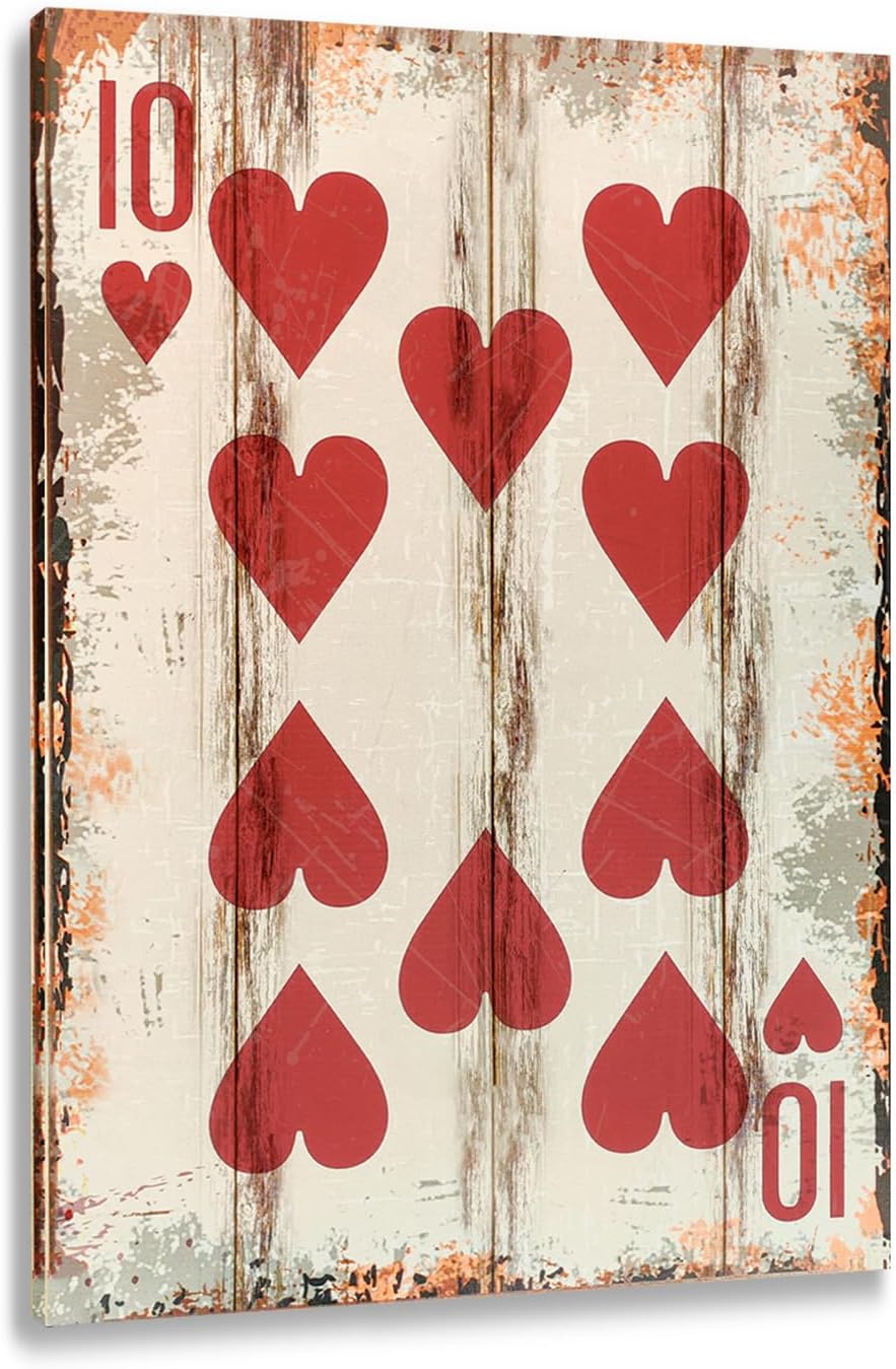 Poker Canvas Wall Art Print Ten of Hearts Game Room Wall Art Print Wall Decor Prints Poster With Framed